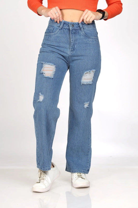 Ribbed Blue Jeans