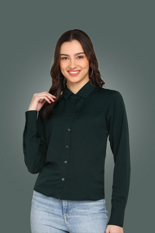 Bottle Green Satin Shirt