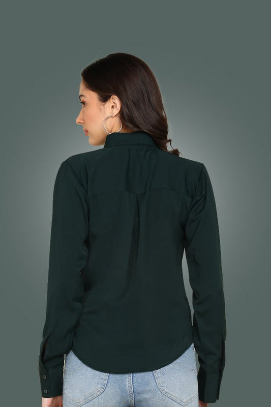 Bottle Green Satin Shirt