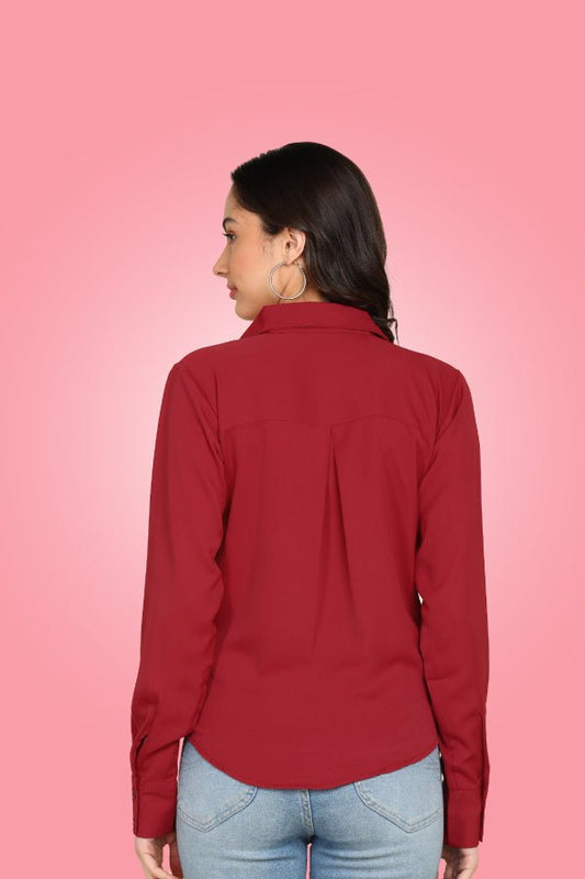 Dark Red Satin Shirt