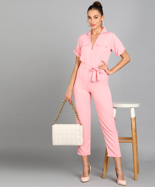 Pink Jumpsuit with Belt