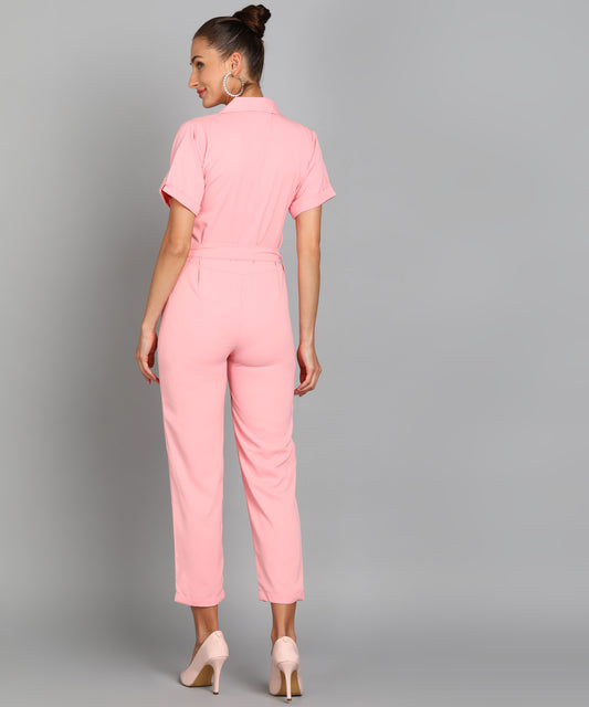 Pink Jumpsuit with Belt