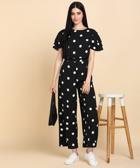 Printed Black & White Polka Jumpsuit